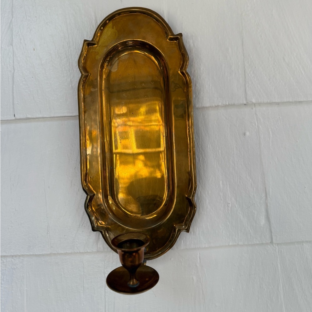 Vintage Brass Wall Sconce taper Candle Holder - Picture 6 of 8
